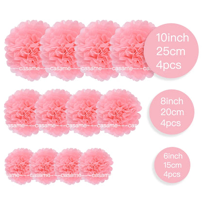 Handmade Paper Flower Pom Pom Decorations