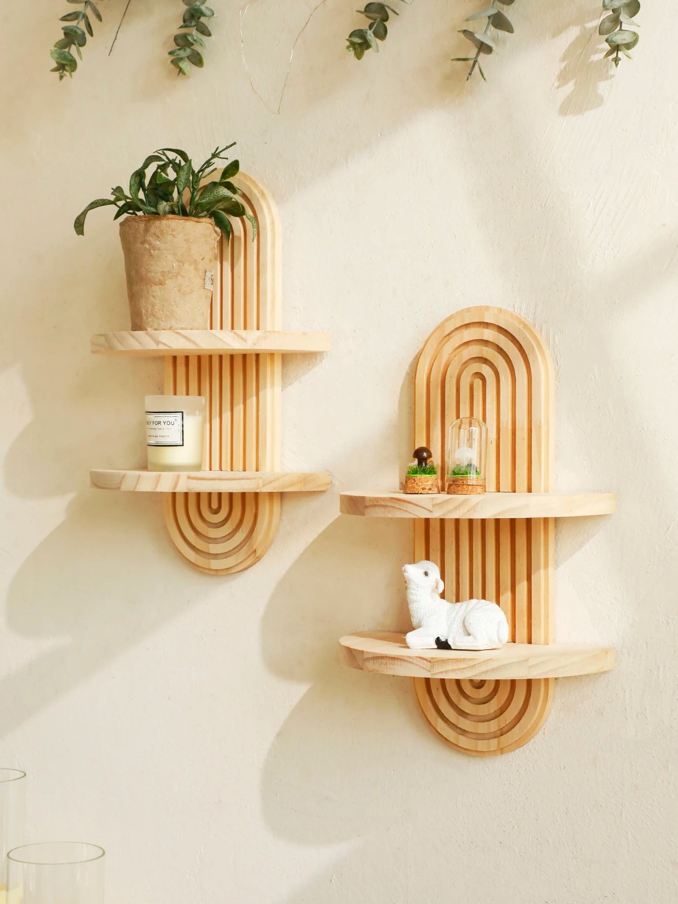 Boho Geometric Wood Wall Shelf