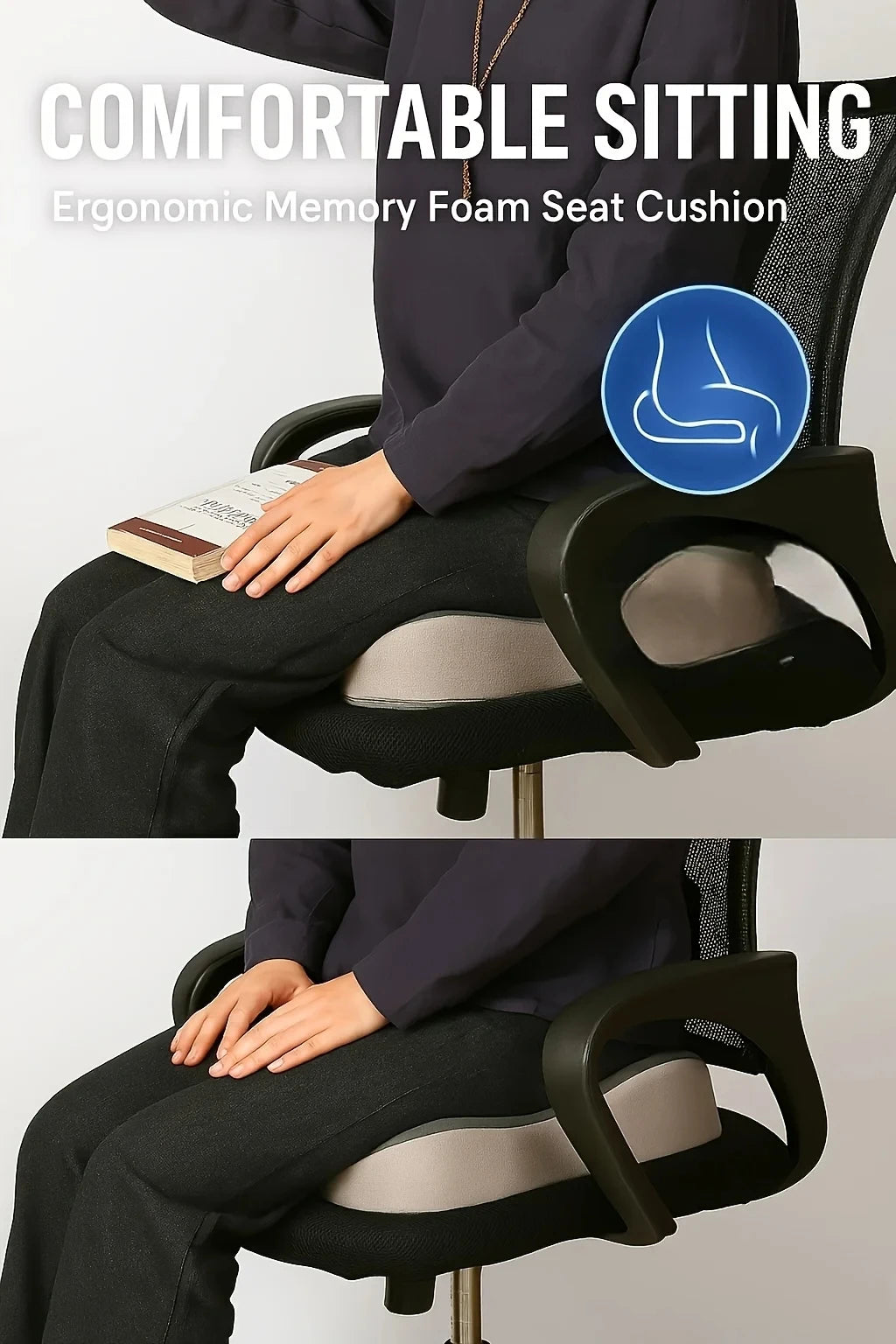 Memory Foam Seat Cushion for Tailbone & Sciatica Pain Relief
