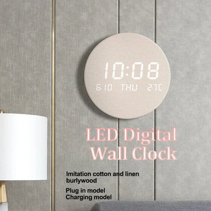 LED Digital Wall Clock with Temperature & Date