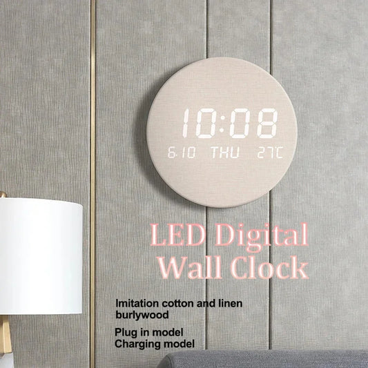 LED Digital Wall Clock with Temperature & Date