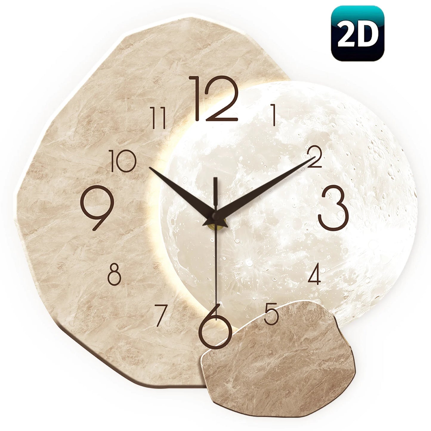 Minimalist Wooden Moon Wall Clock
