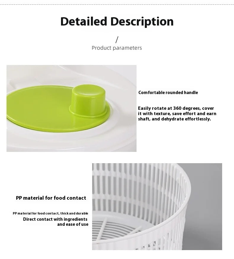 Manual Salad Spinner & Vegetable Dehydrator with Drain Basket