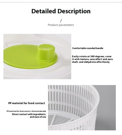 Manual Salad Spinner & Vegetable Dehydrator with Drain Basket
