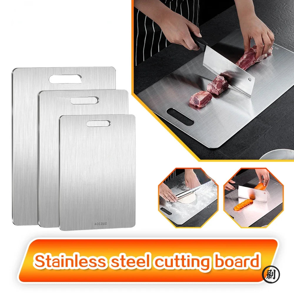 Thickened Double-Sided Stainless Steel Cutting & Kneading Board