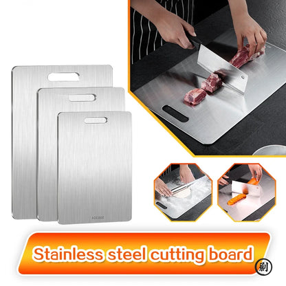 Thickened Double-Sided Stainless Steel Cutting & Kneading Board