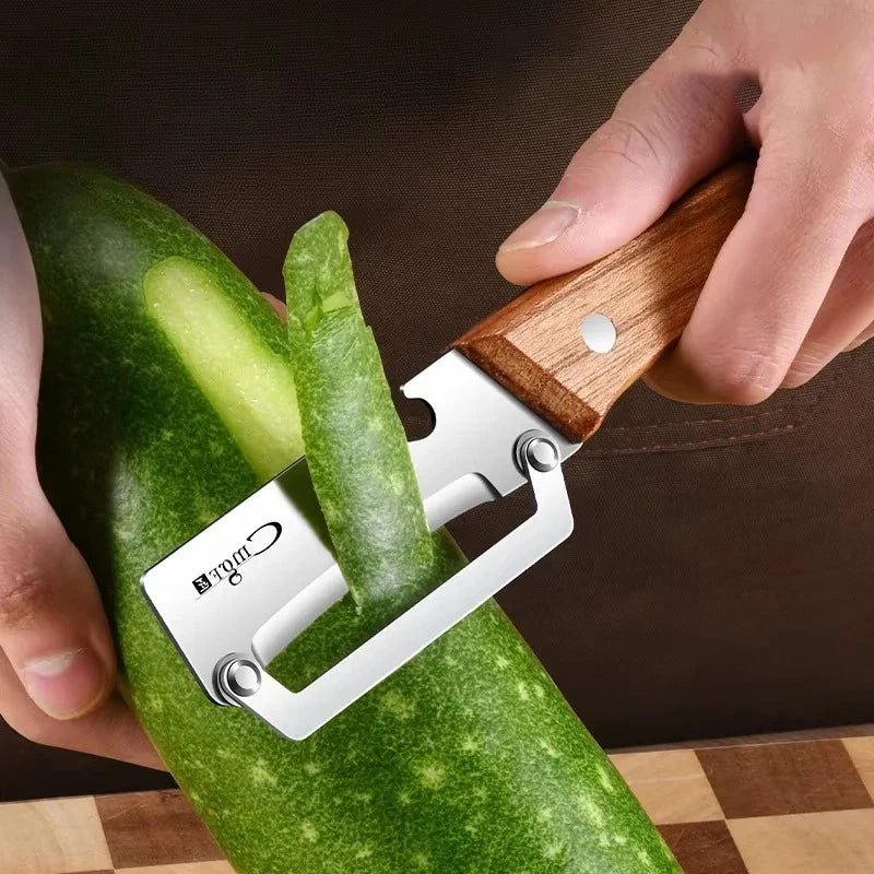Wooden Handle Stainless Steel Peeler & Slicer