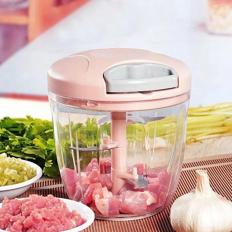 Manual Meat Mincer & Garlic Chopper with Rotating Crusher