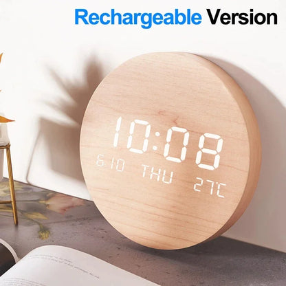 LED Digital Wall Clock with Temperature & Date