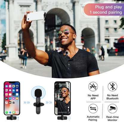 K61 Wireless Lavalier Mic for iPhone, Android & Laptop