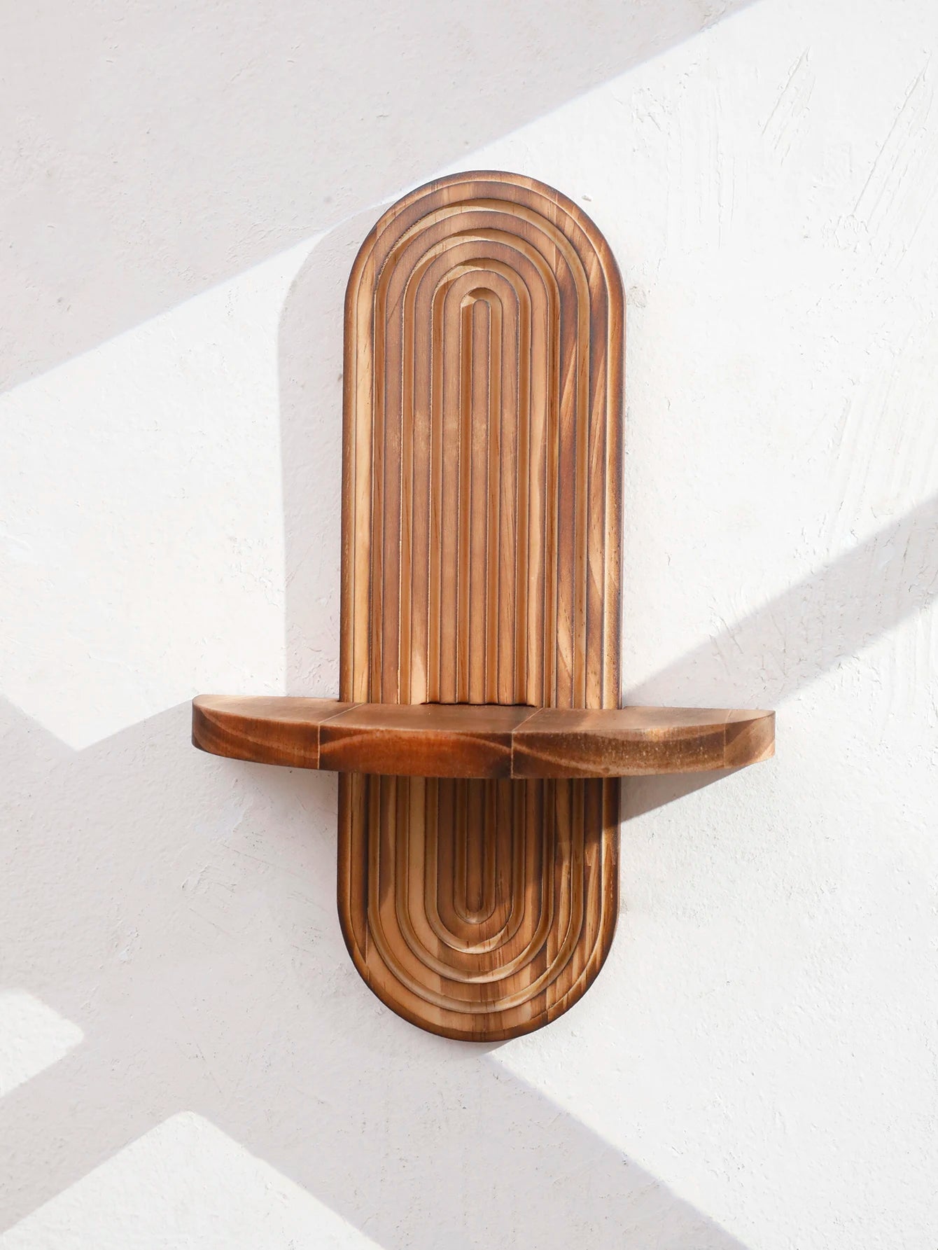 Boho Geometric Wood Wall Shelf