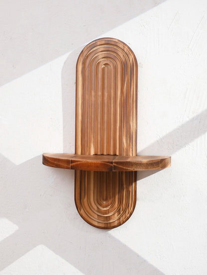 Boho Geometric Wood Wall Shelf