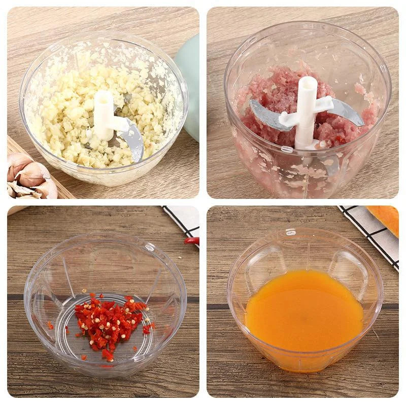 Manual Meat Mincer & Garlic Chopper with Rotating Crusher