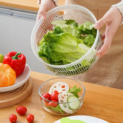 Manual Salad Spinner & Vegetable Dehydrator with Drain Basket