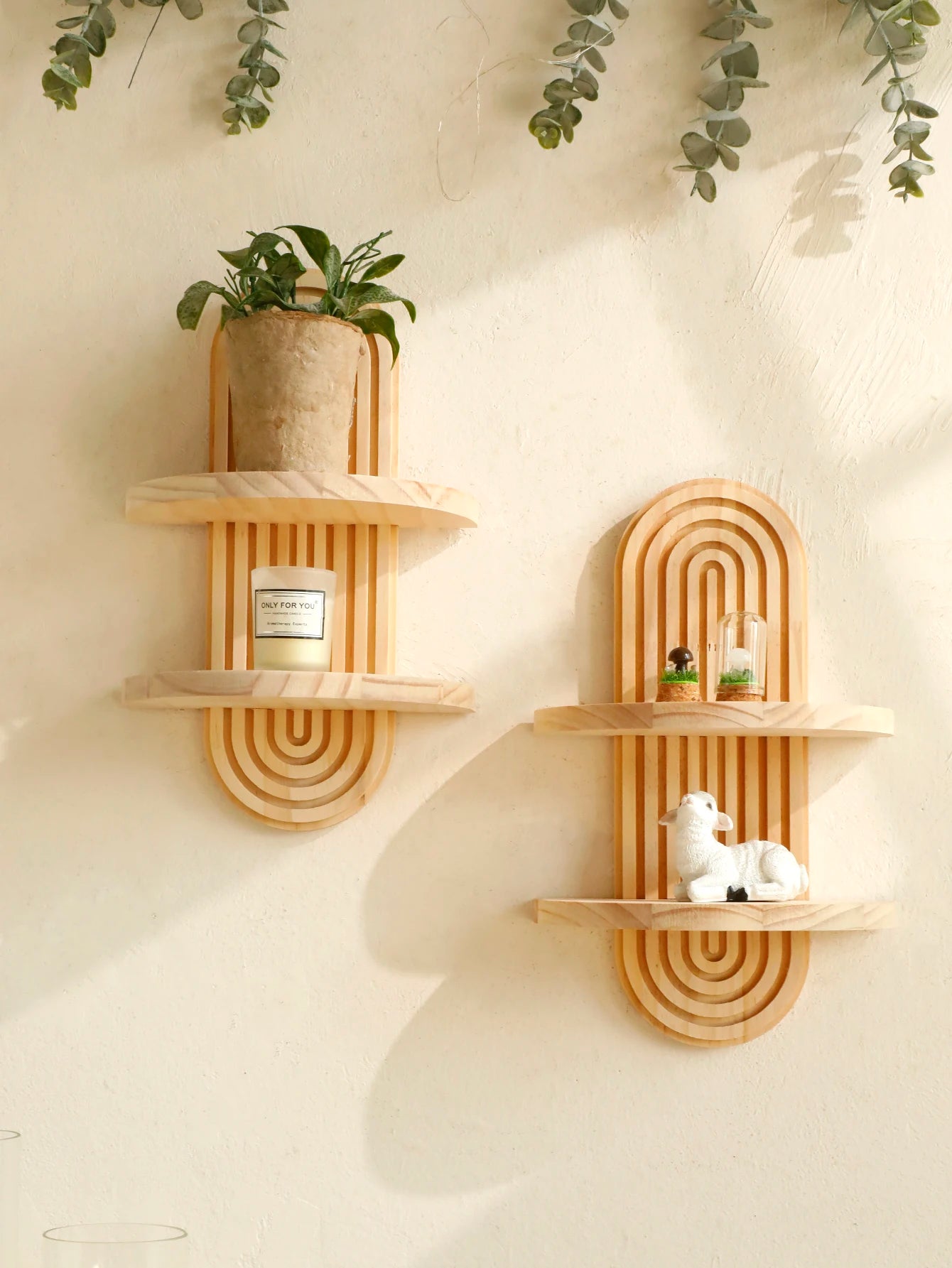 Boho Geometric Wood Wall Shelf