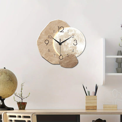 Minimalist Wooden Moon Wall Clock
