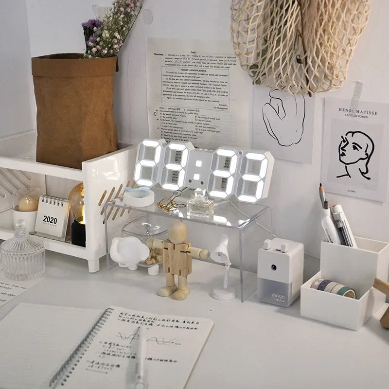 Adjustable 3D LED Digital Clock Night Mode Wall Decor