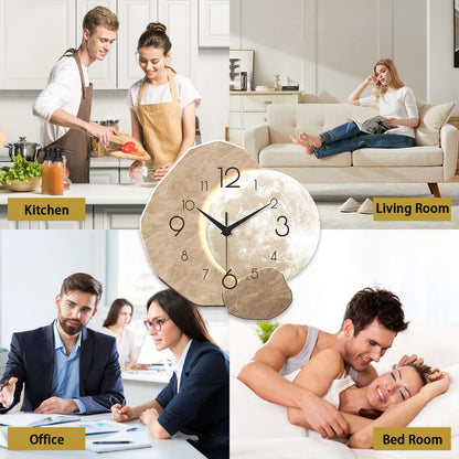 Minimalist Wooden Moon Wall Clock