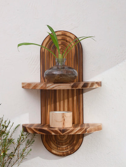 Boho Geometric Wood Wall Shelf