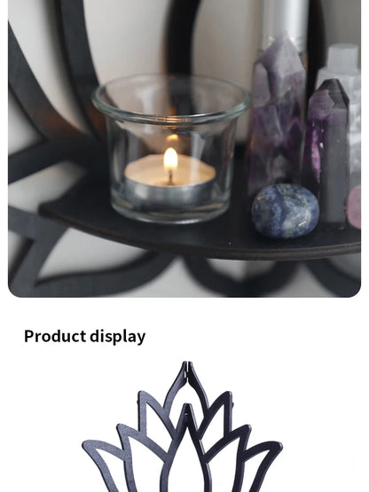 Wooden Lotus Aromatherapy & Candle Holder Shelf