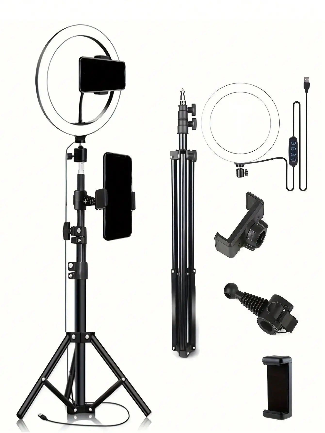 10" LED Ring Light with 110cm Tripod Stand & Clip for Streaming
