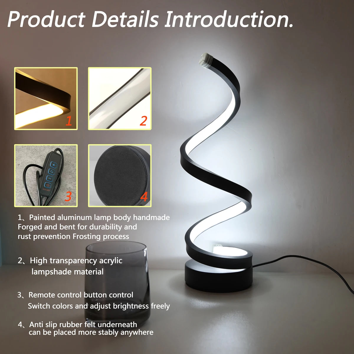 Sculptural Spiral Table Lamp