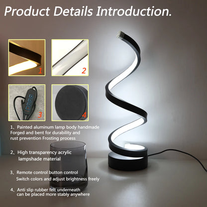 Sculptural Spiral Table Lamp