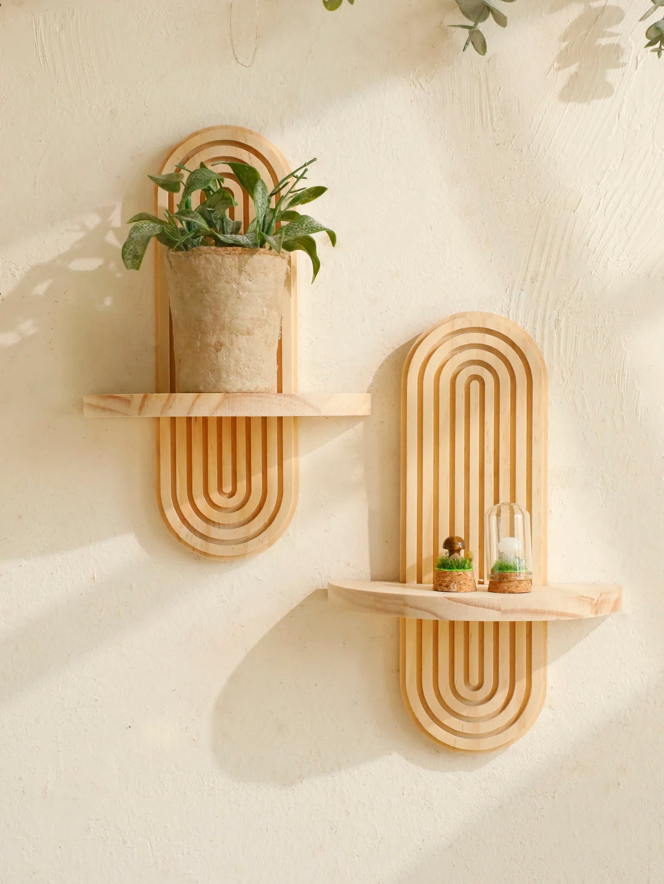 Boho Geometric Wood Wall Shelf