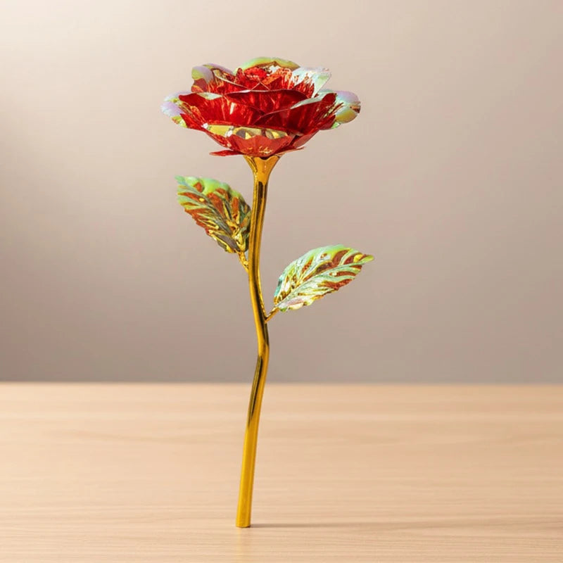 Glowing Artificial Rose Flower Gift in Glass