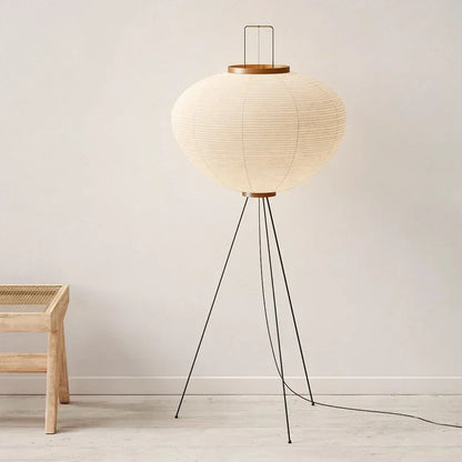 Japanese Wabi Sabi Rice Paper Standing Lamp