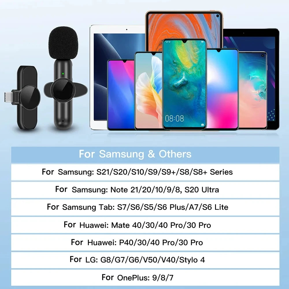 K61 Wireless Lavalier Mic for iPhone, Android & Laptop