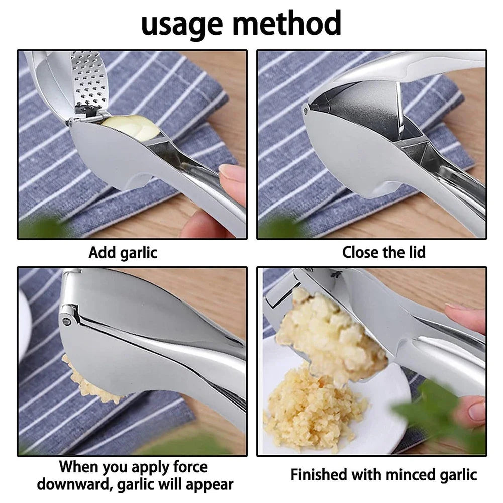 Easy Clean Stainless Steel Garlic Press Crusher