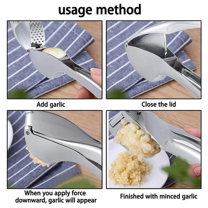 Easy Clean Stainless Steel Garlic Press Crusher
