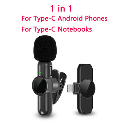 K61 Wireless Lavalier Mic for iPhone, Android & Laptop