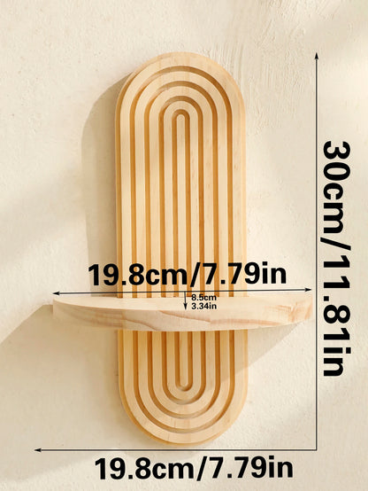 Boho Geometric Wood Wall Shelf