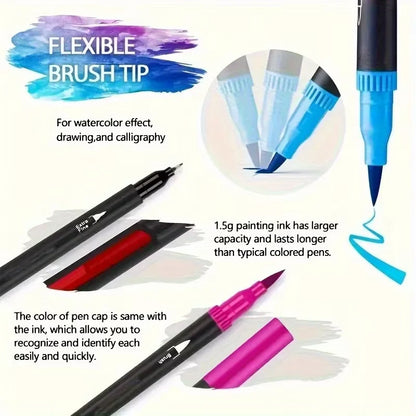 Vibrant Double-Ended Watercolor Markers