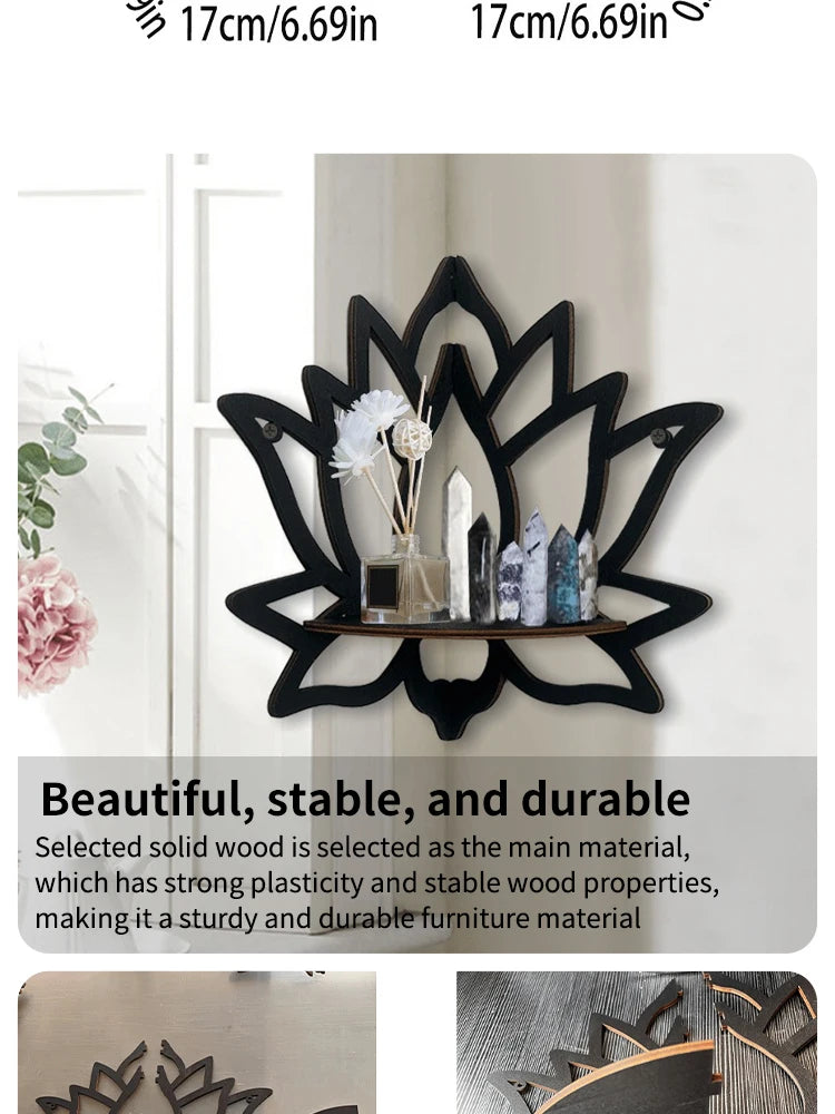 Wooden Lotus Aromatherapy & Candle Holder Shelf