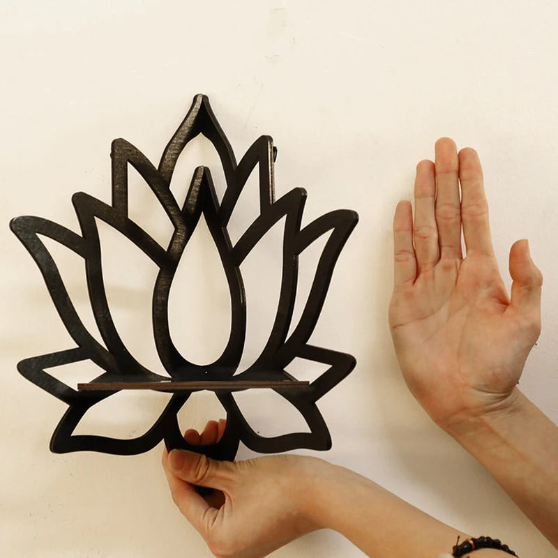 Wooden Lotus Aromatherapy & Candle Holder Shelf