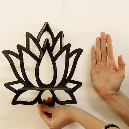 Wooden Lotus Aromatherapy & Candle Holder Shelf