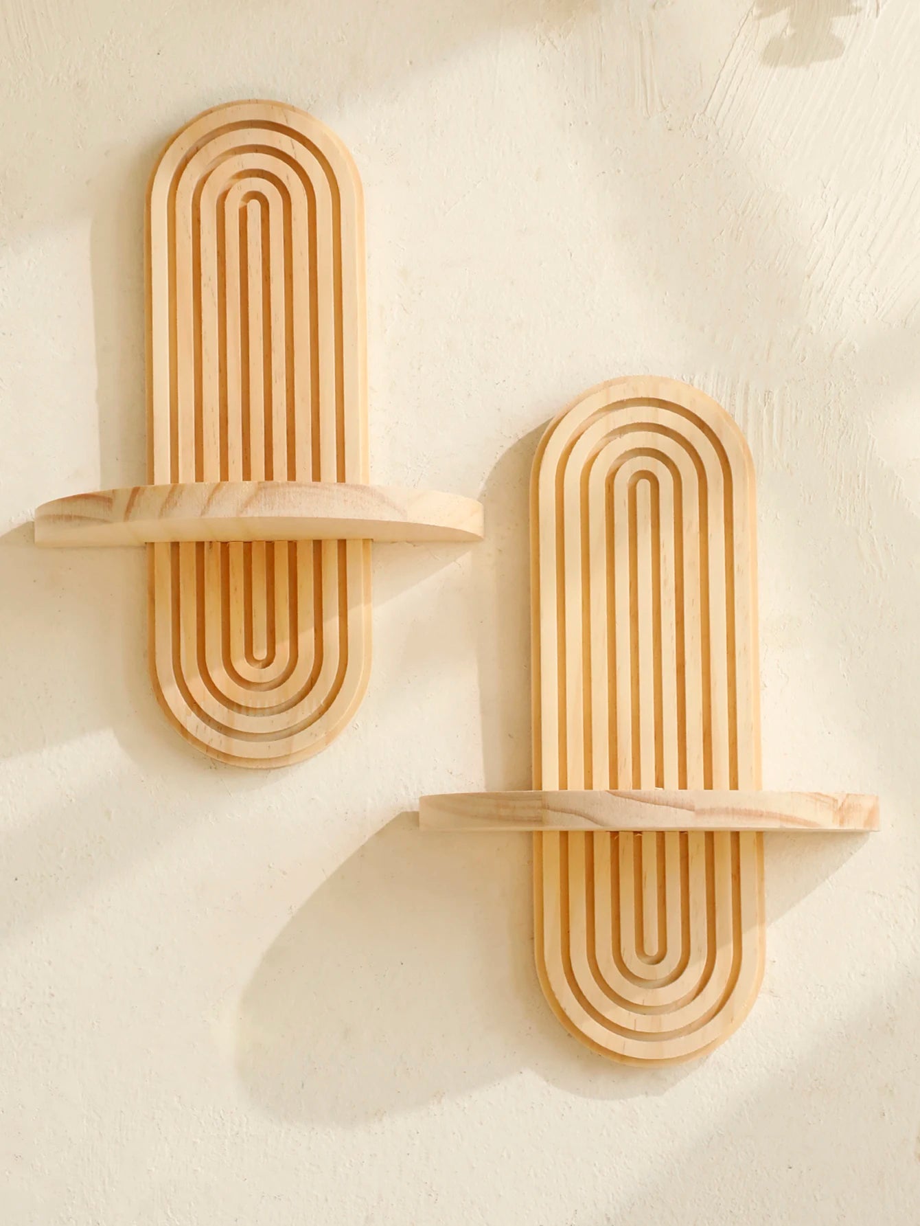 Boho Geometric Wood Wall Shelf