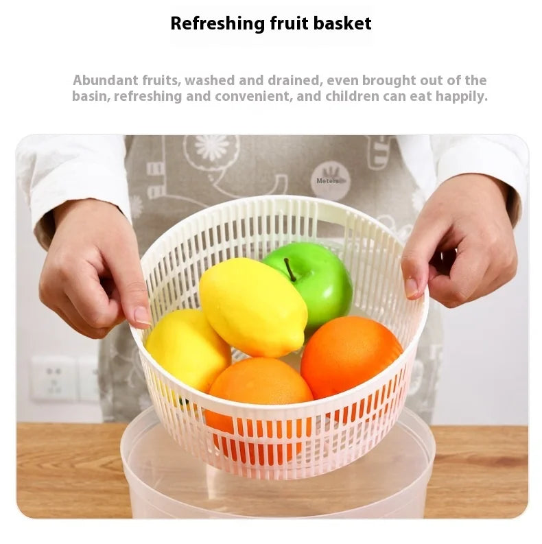 Manual Salad Spinner & Vegetable Dehydrator with Drain Basket