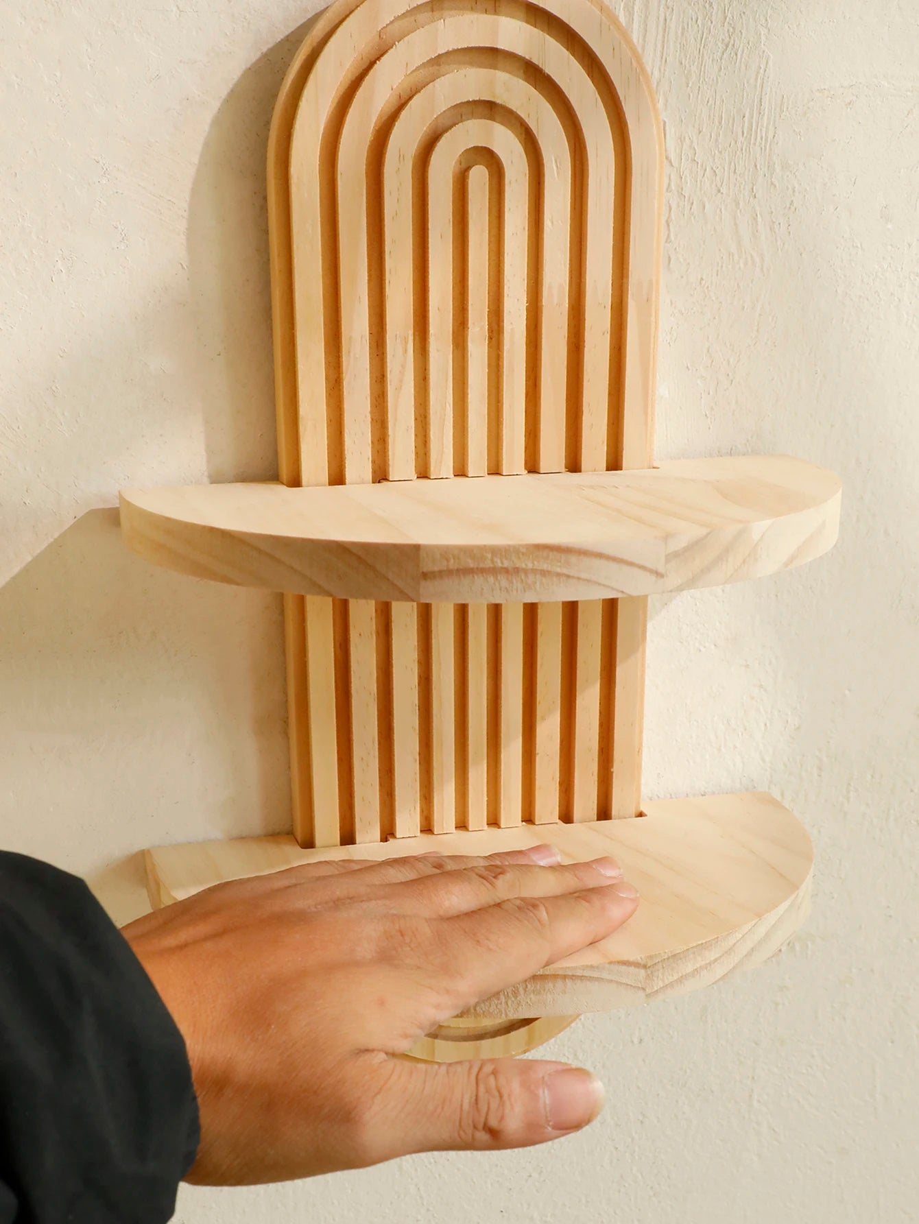 Boho Geometric Wood Wall Shelf