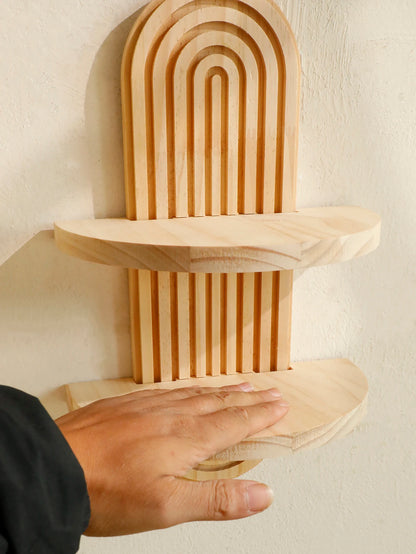 Boho Geometric Wood Wall Shelf
