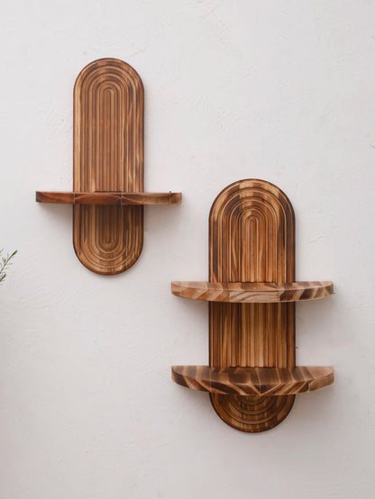 Boho Geometric Wood Wall Shelf