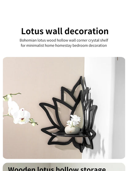 Wooden Lotus Aromatherapy & Candle Holder Shelf