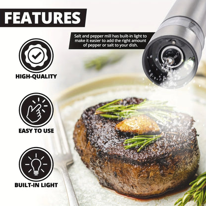 Electric Salt & Pepper Grinder Set with Light