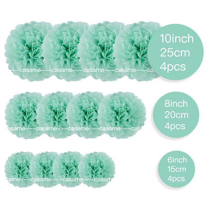 Handmade Paper Flower Pom Pom Decorations