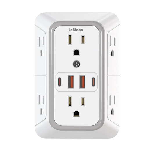 Multi Socket Wall Outlet with 6 AC & 4 USB Ports