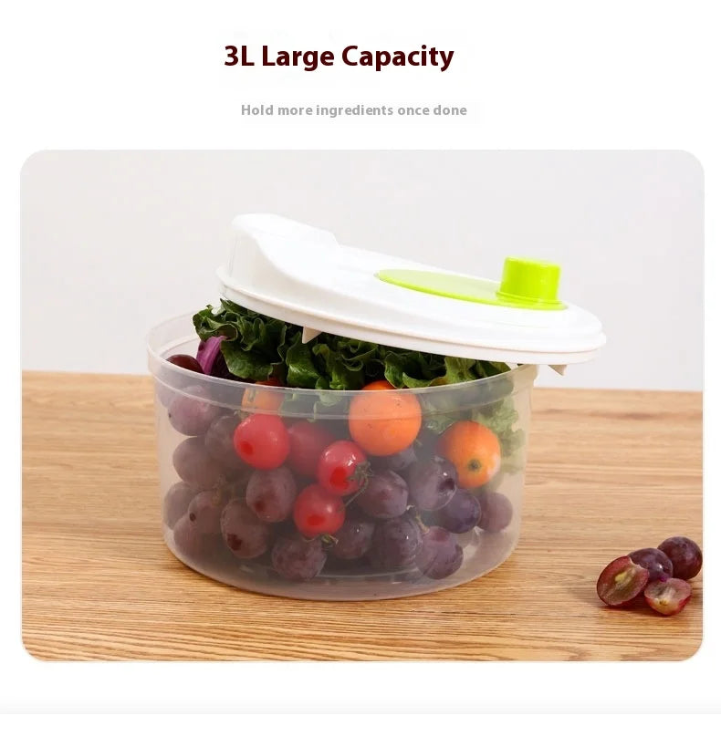 Manual Salad Spinner & Vegetable Dehydrator with Drain Basket