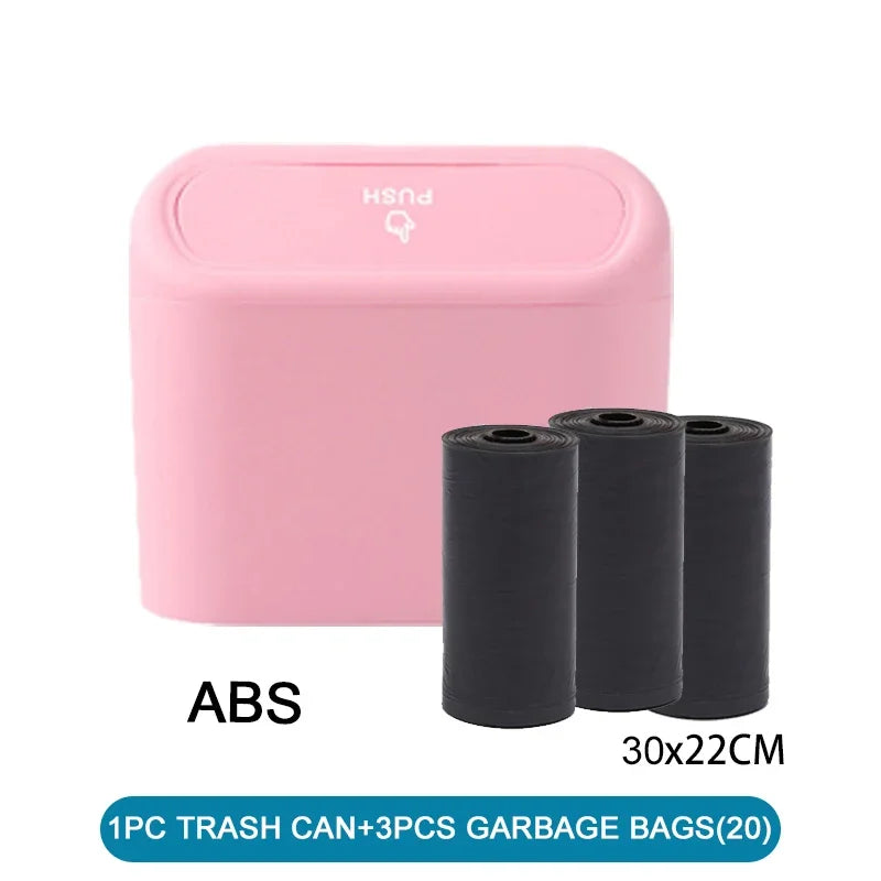 Mini Car Trash Can with Lid & 60 Bags
